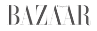 The Harpers Bazaar logo is displayed in a monochrome format, showcasing its distinctive black font design.
