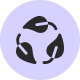 A black biodegradable icon on a vibrant purple background.