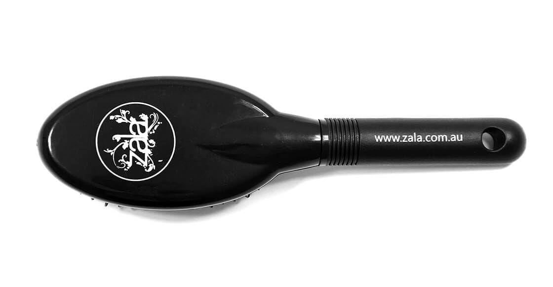 An image of a black loop brush with the Zala's logo against a white background.