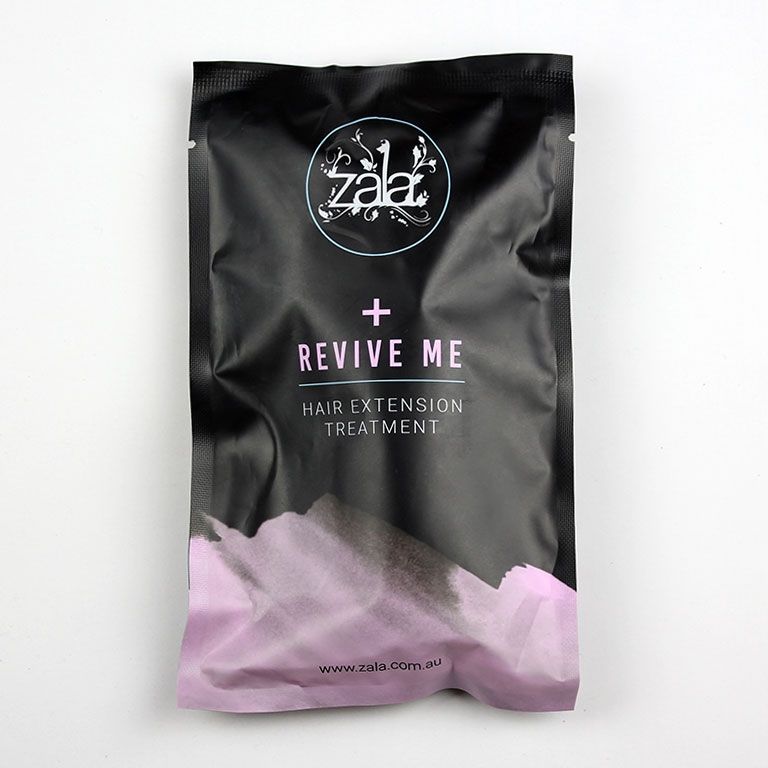 Zala Revive Me hair extension kit is packaged in black and purple bag and displayed, against a white background