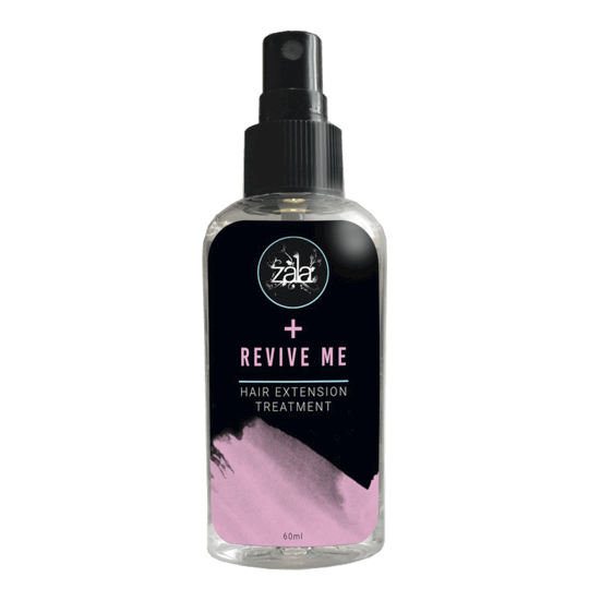 A "Revive Me" hair extension treatment bottle.