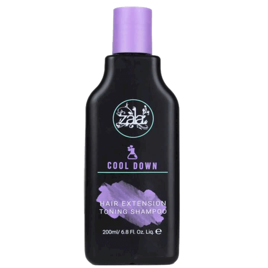 A cool down shampoo bottle, 250ml, designed for soothing and refreshing hair care in a black bottle with purple text.