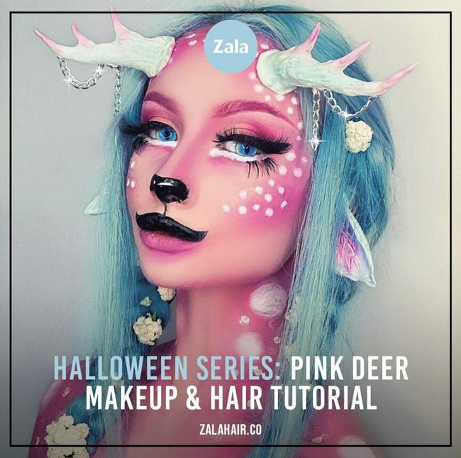 Halloween Pink Deer Makeup and Hair