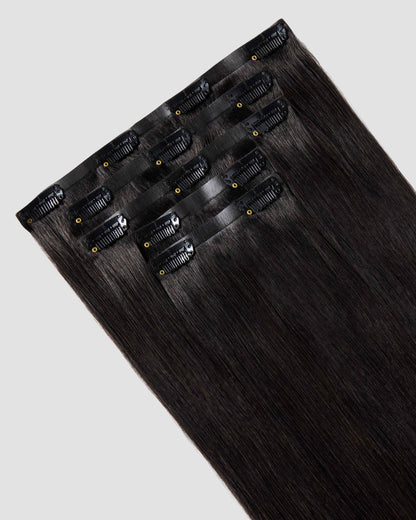 22" Seamless Clip-In Hair Extensions Midnight Brown 5 Piece