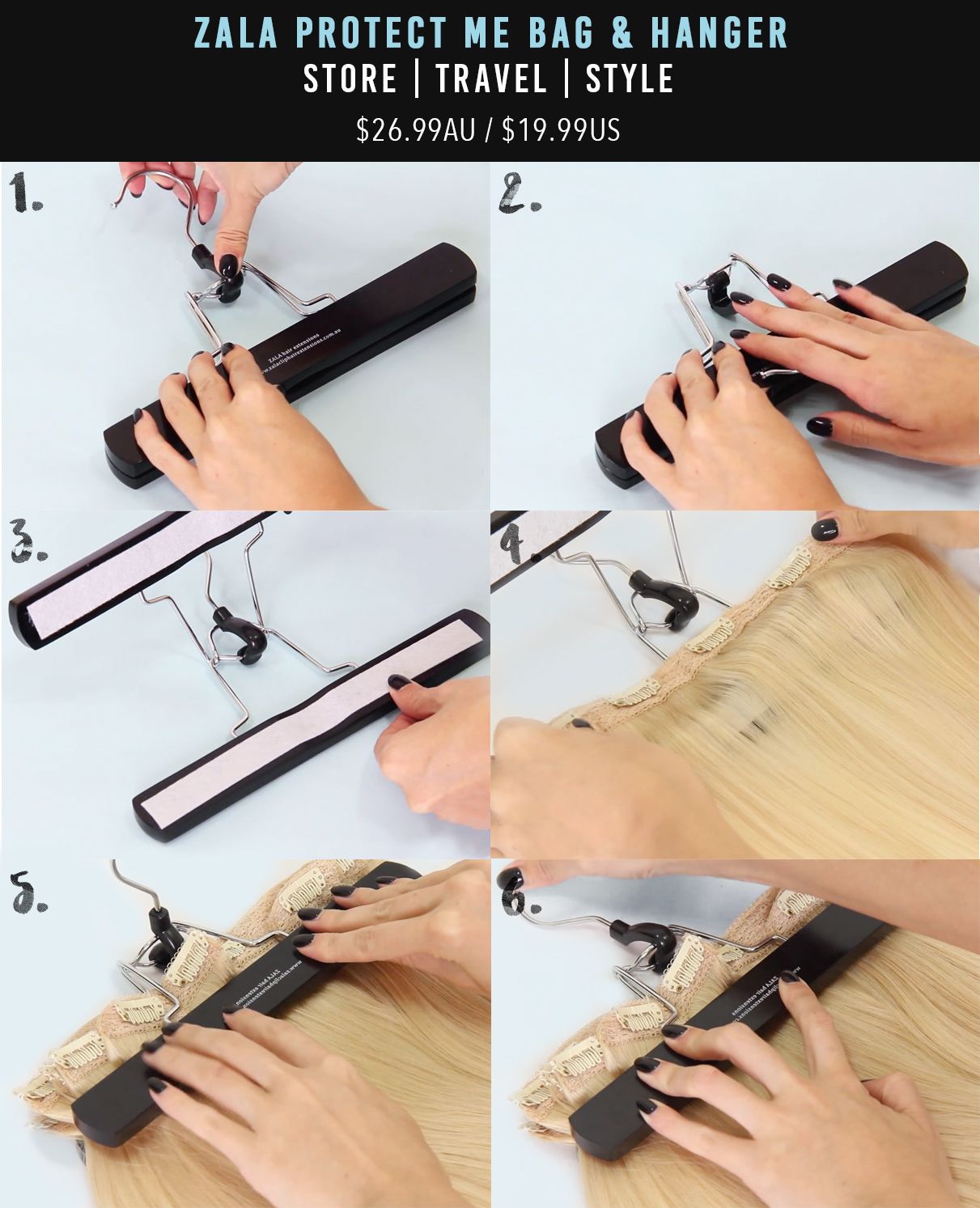 Protect Me Hair Extension Bag & Hanger – Zala Hair