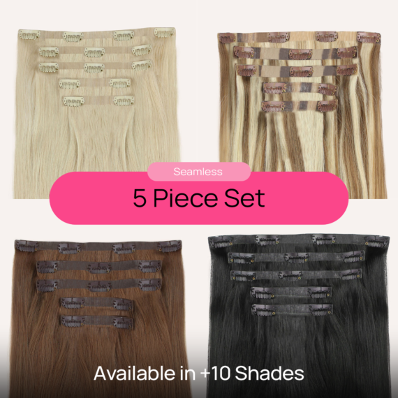 5 Piece Seamless Clip in Human Hair Extensions 16 inch 120g